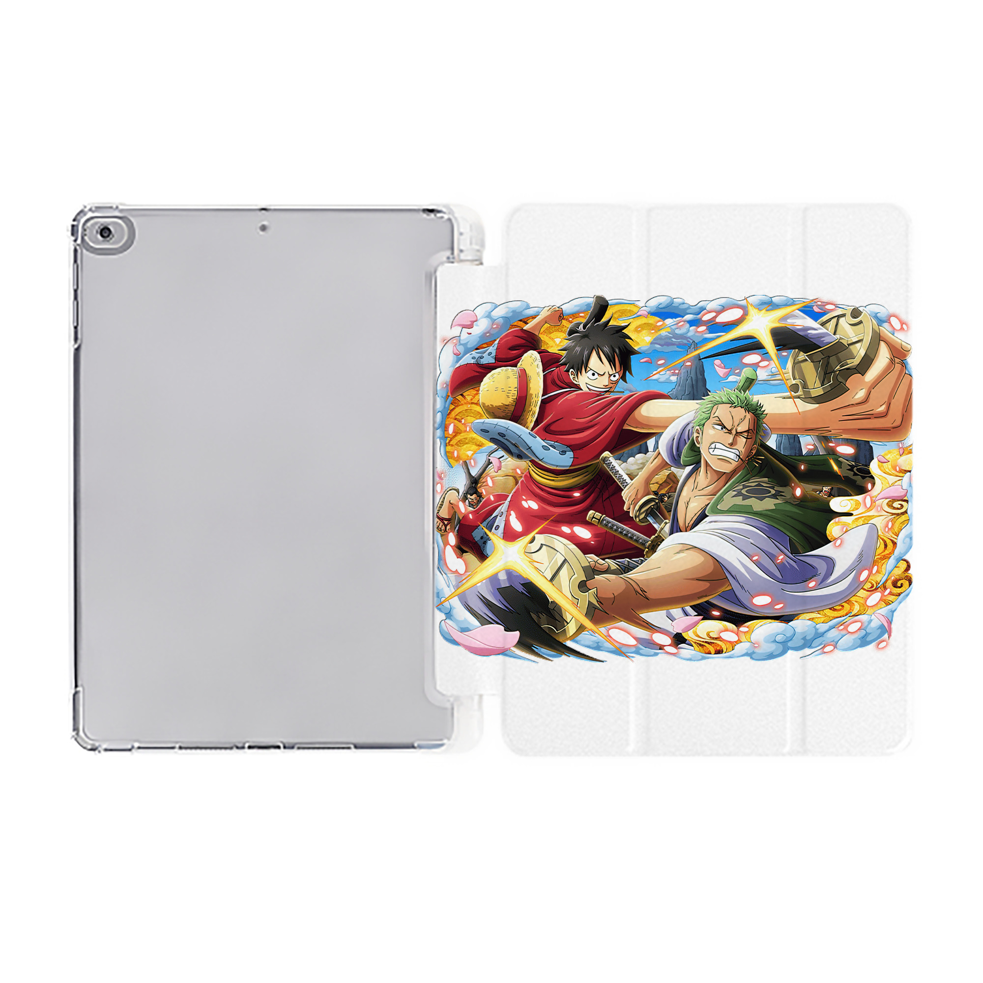 （画像用） ワンピース モンキー・D・ルフィ ONE PIECE Monkey D. Luffy IPad ケース ペン収納付き 三つ折りスタンド PUレザー×シリコン 対応機種9.5/10.5/10.9インチ